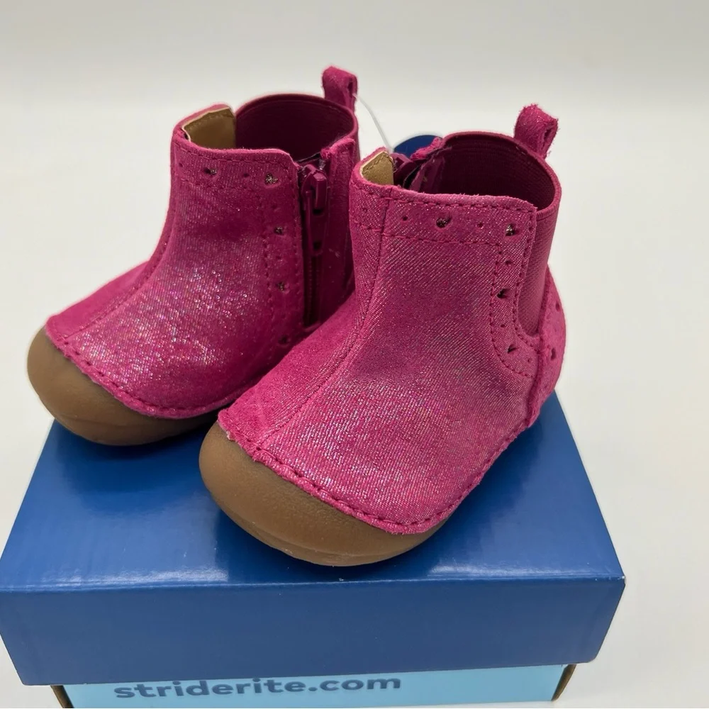 Stride Rite baby girl SM AGNES 2.0 Boot BERRY, Size 3W